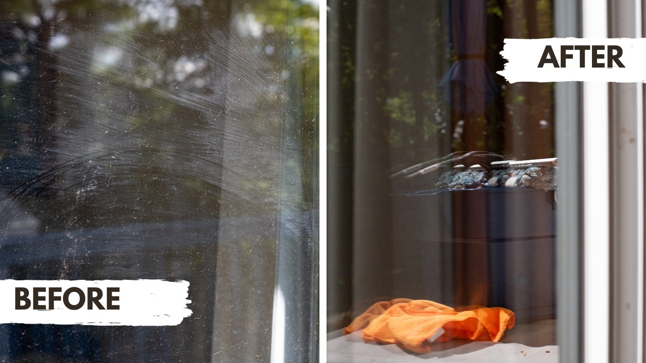 Before and after window cleaning